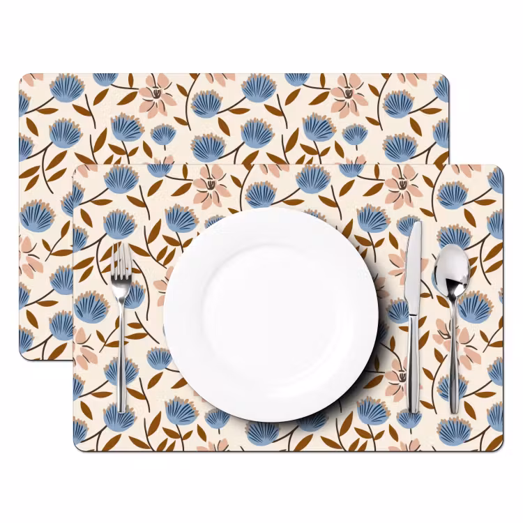 Tischset - 6 Stück - Blumen - Wild - Blau - 6 Stück — 2