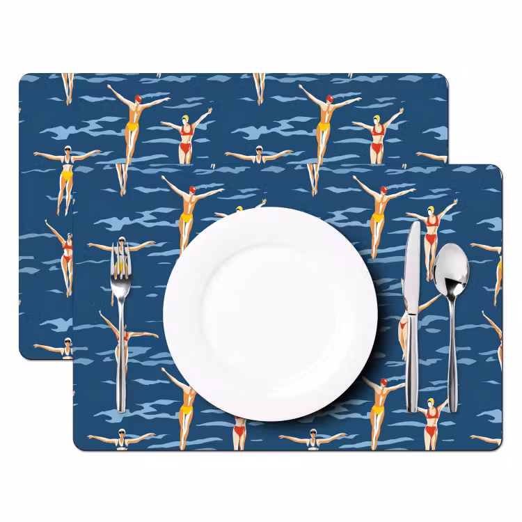 Tischset - 6 Stück - Schwimmer Retro - Blau - 6 Stück — 2