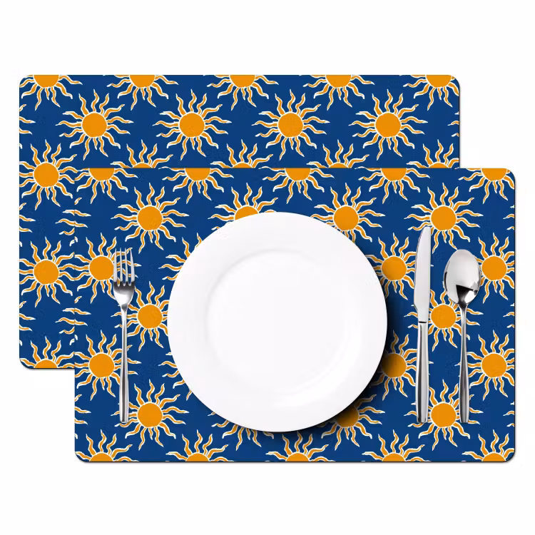 Tischset - 6 Stück - Sonne - Muster - Blau - 6 Stück — 2