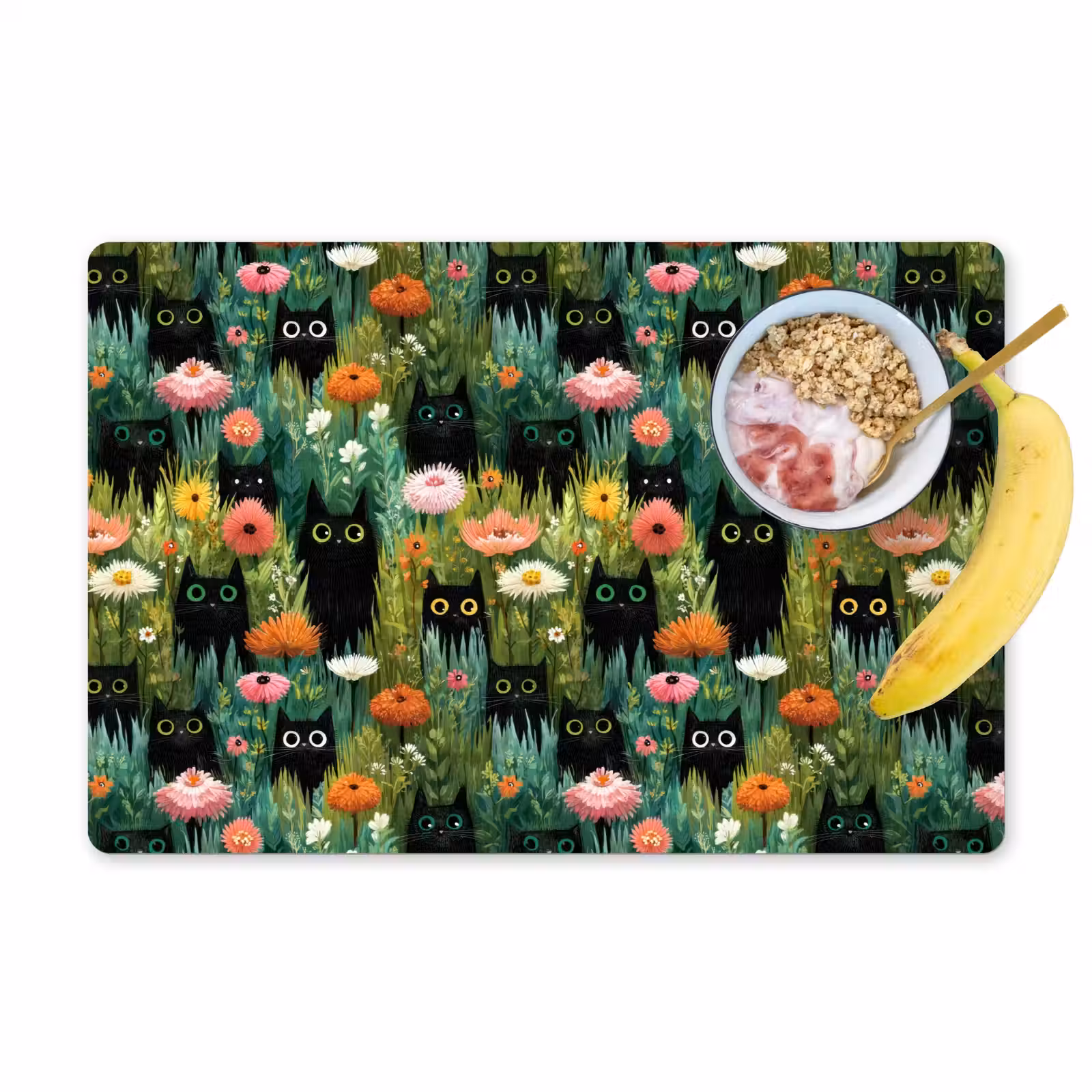 Tischset - 6 Stück - Katzen - Blumen - Farbenfroh - 6 Stück — 1
