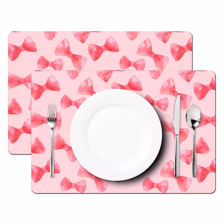 Tischset - 6 Stück - Schleifen - Aquarell - Rosa - 6 Stück — 2