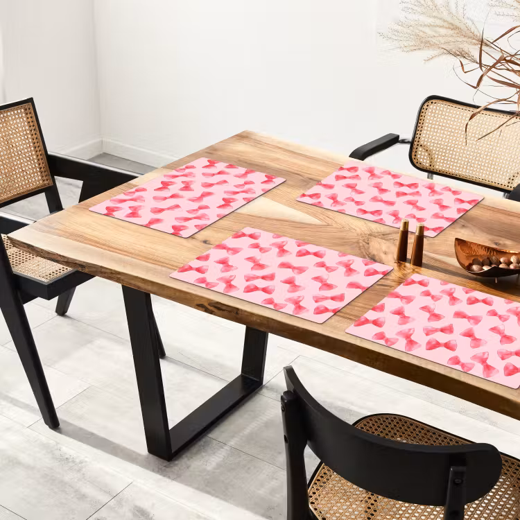 Tischset - 6 Stück - Schleifen - Aquarell - Rosa - 6 Stück — 4