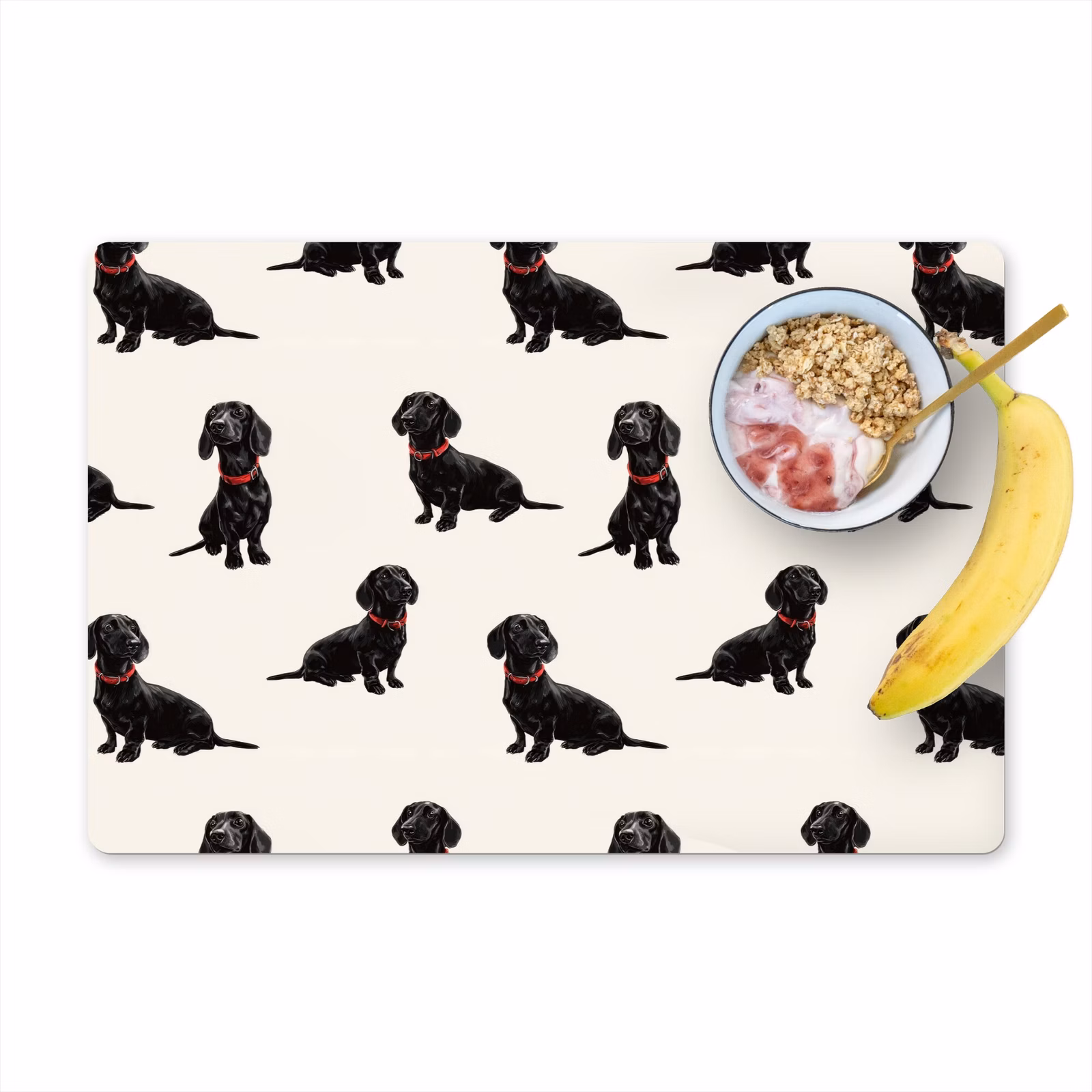 Tischset - 6 Stück - Hund - Muster - Schwarz - 6 Stück — 1