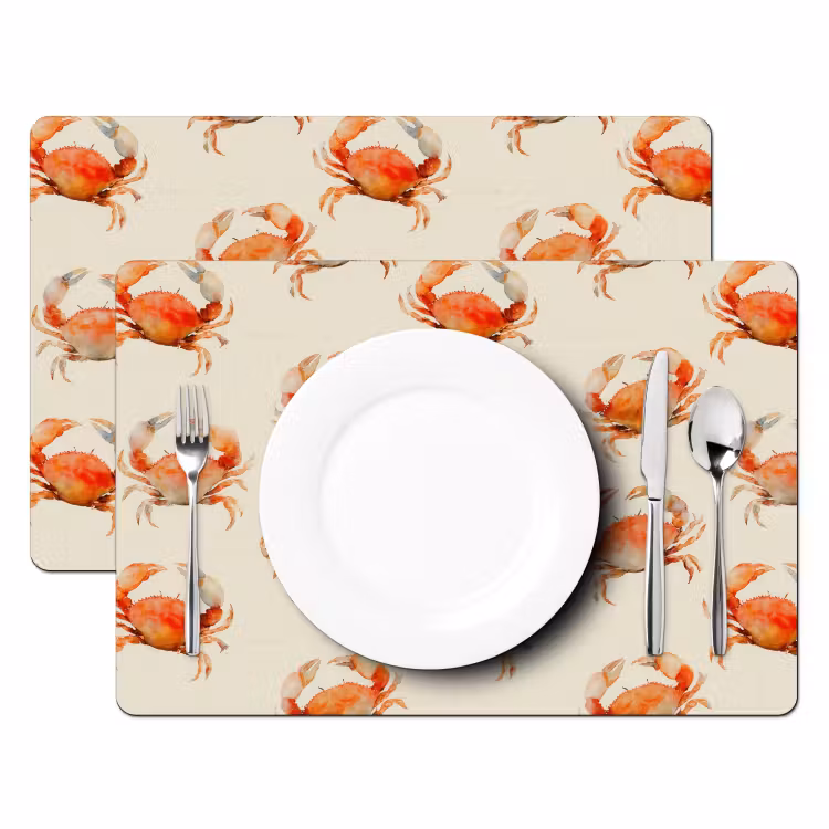 Tischset - 6 Stück - Krabben - Muster - Orange - 6 Stück — 2