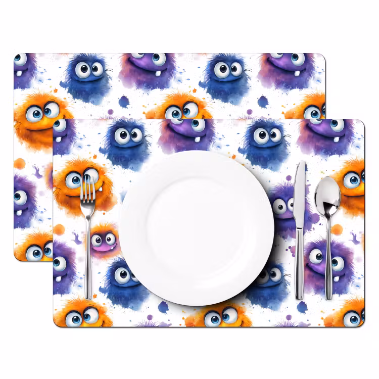 Tischset - 6 Stück - Monster - Aquarell - Farbenfroh - 6 Stück — 2