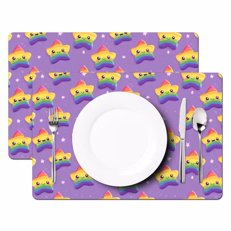 Tischset - 6 Stück - Sterne - Regenbogen - Lila - 6 Stück — 2
