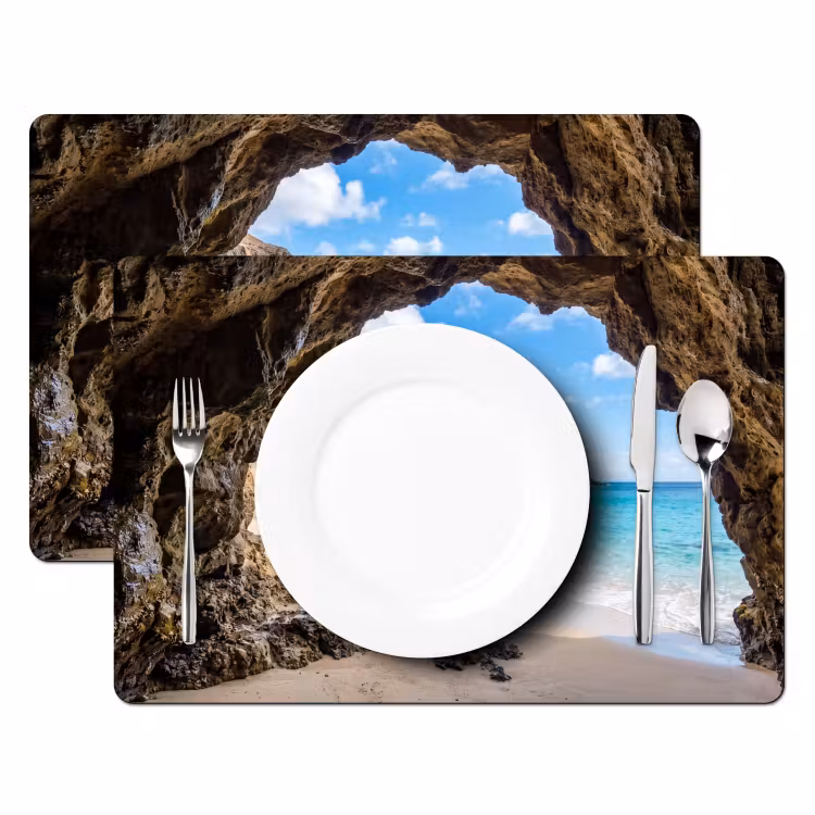 Tischset - 6 Stück - Höhle - Strand - Meer - Blau - 6 Stück — 2