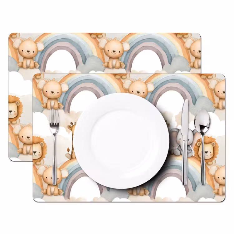 Tischset - 6 Stück - Safari - Regenbogen - Farbenfroh - 6 Stück — 2