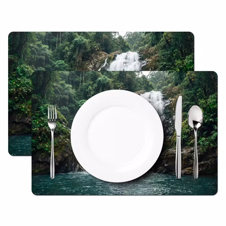 Tischset - 6 Stück - Wasserfall - Wald - Natur - Grün - 6 Stück — 2
