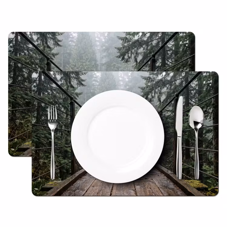 Tischset - 6 Stück - Brücke - Wald - Nebel - Natur - 6 Stück — 2