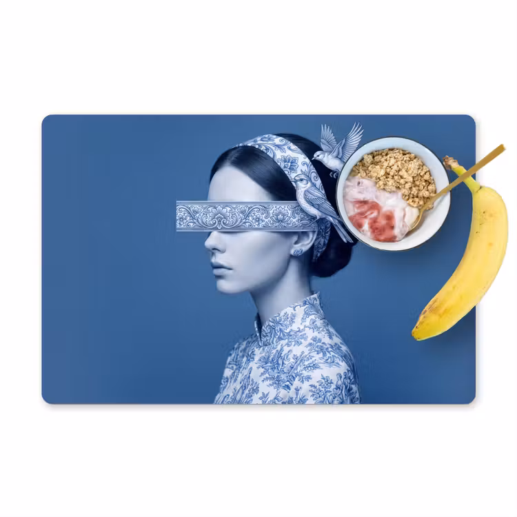 Tischset - 6 Stück - Hochformat - Klassisch - Weiß - Blau - 6 Stück — 1
