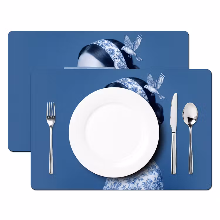Tischset - 6 Stück - Hochformat - Klassisch - Weiß - Blau - 6 Stück — 2