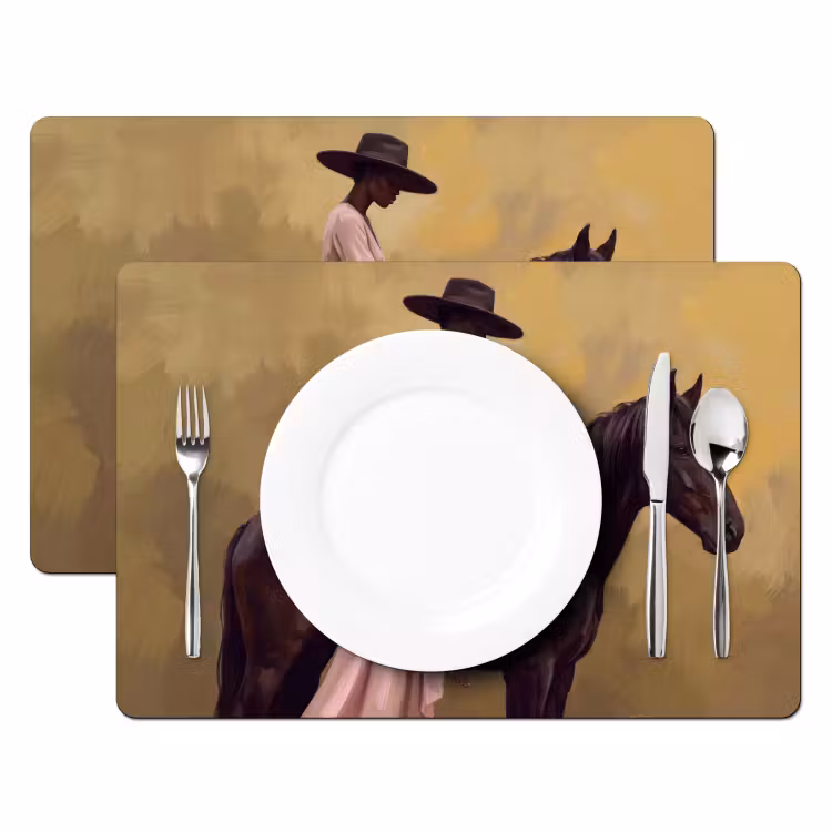 Tischset - 6 Stück - Pferd - Klassisch - Ocker - 6 Stück — 2