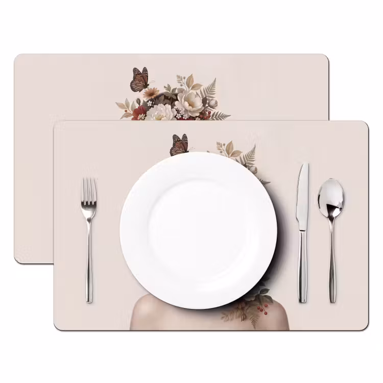 Tischset - 6 Stück - Porträt - Blumen - Cremé - 6 Stück — 2