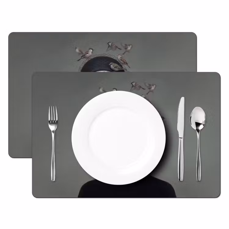 Tischset - 6 Stück - Porträt - Vögel - Schwarz - 6 Stück — 2