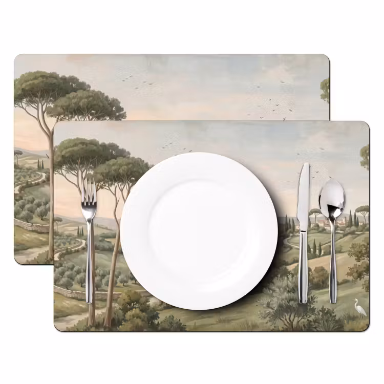 Tischset - 6 Stück - Landschaft - Hügel - Sandiger Weg - Grün - 6 Stück — 2