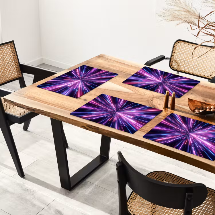 Tischset - 6 Stück - Lichtgeschwindigkeit - Weltraum - Rosa - Violett - 6 Stück — 4