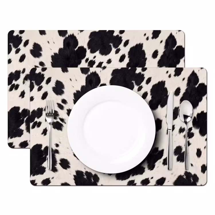 Tischset - 6 Stück - Muster - Mantel - Schwarz - Weiß - 6 Stück — 2