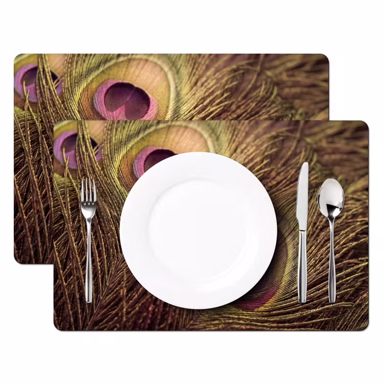 Tischset - 6 Stück - Pfau - Federn - Lila - Grün - 6 Stück — 2