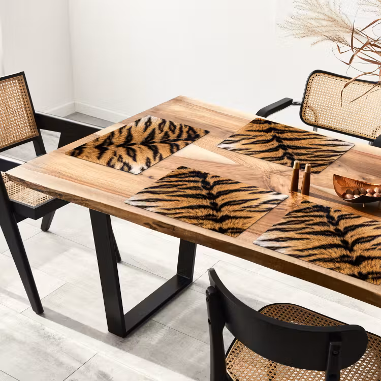 Tischset - 6 Stück - Realistisch - Tigerfell - Schwarz - 6 Stück — 4