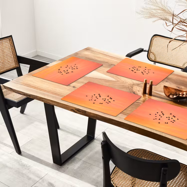 Tischset - 6 Stück - Schwarm - Vögel - Orange - 6 Stück — 4