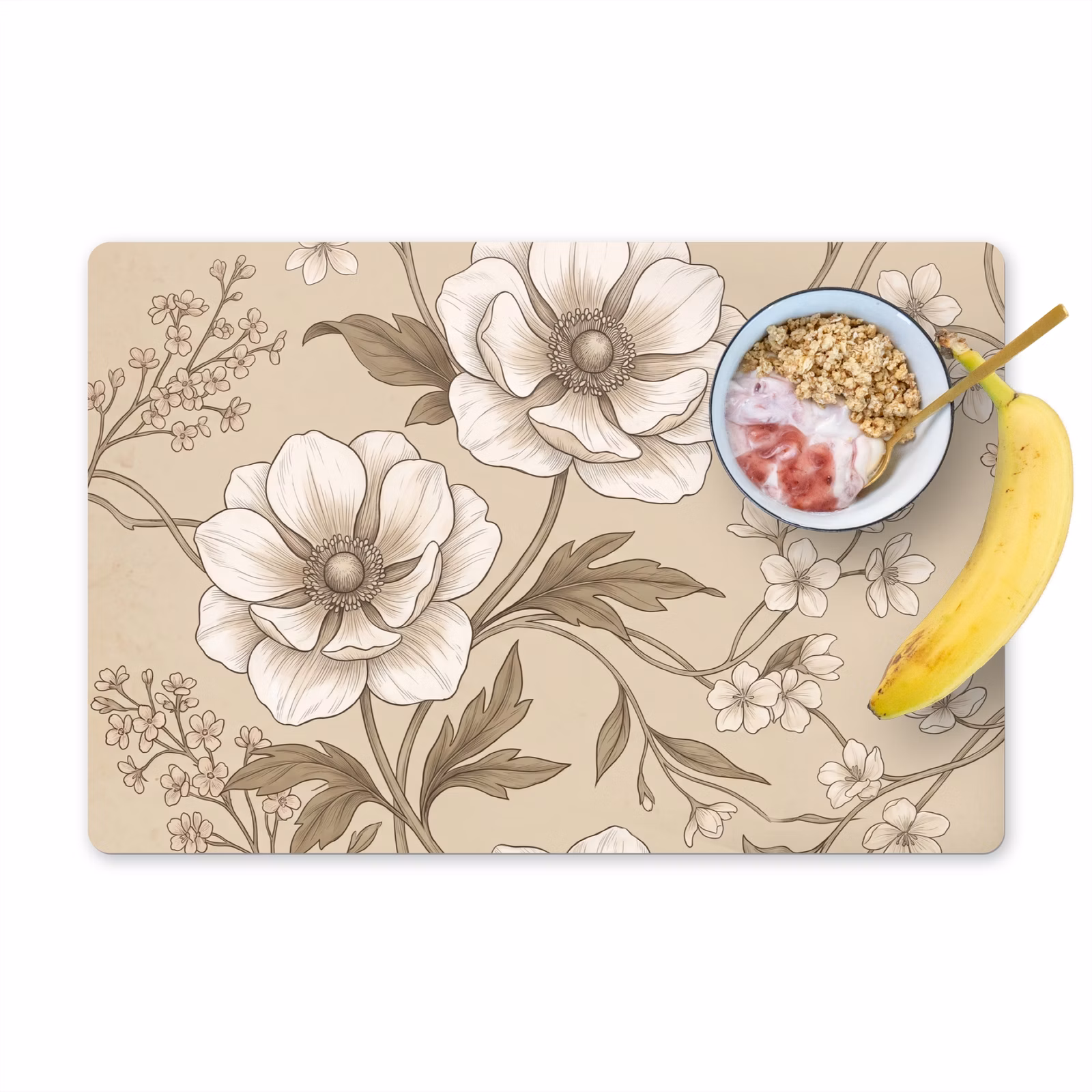 Tischset - 6 Stück - Blumen - Muster - Beige - 6 Stück — 1
