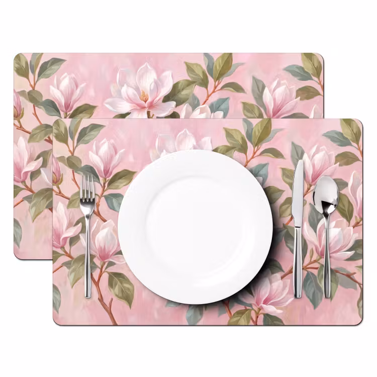 Tischset - 6 Stück - Magnolien - Muster - Rosa - 6 Stück — 2