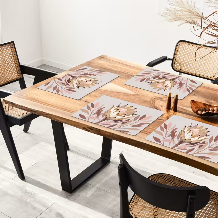 Tischset - 6 Stück - Protea - Blume - Botanisch - Beige - 6 Stück — 4