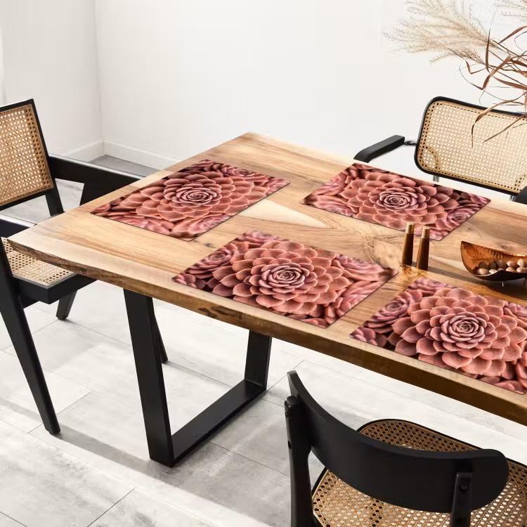 Tischset - 6 Stück - Sukkulente - Bio - Rosa - 6 Stück — 4