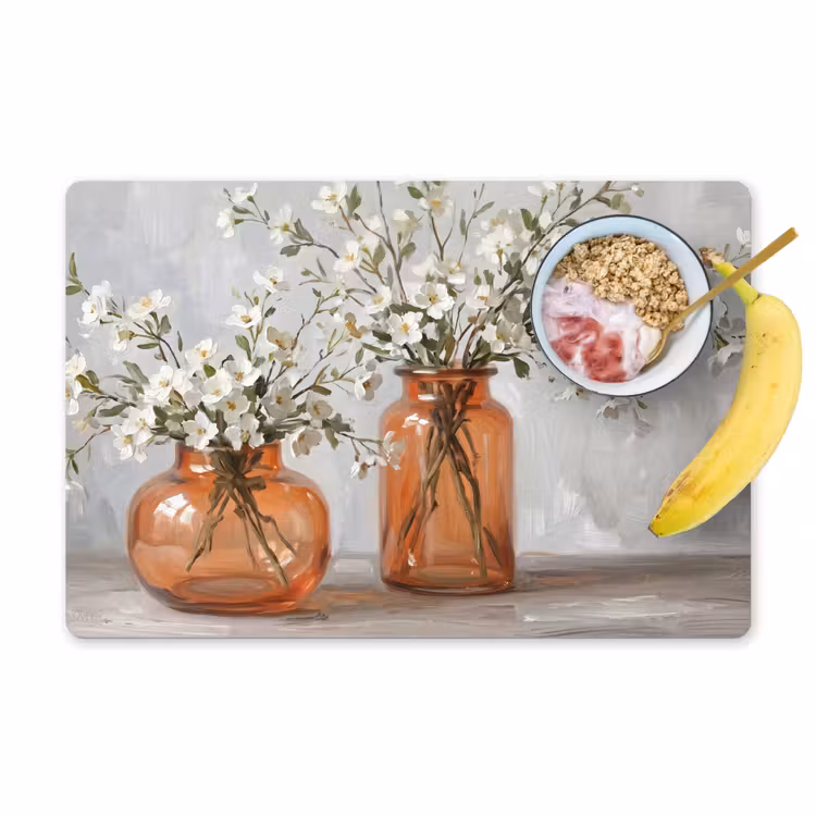 Tischset - 6 Stück - Vasen - Blumen - Orange - 6 Stück — 1