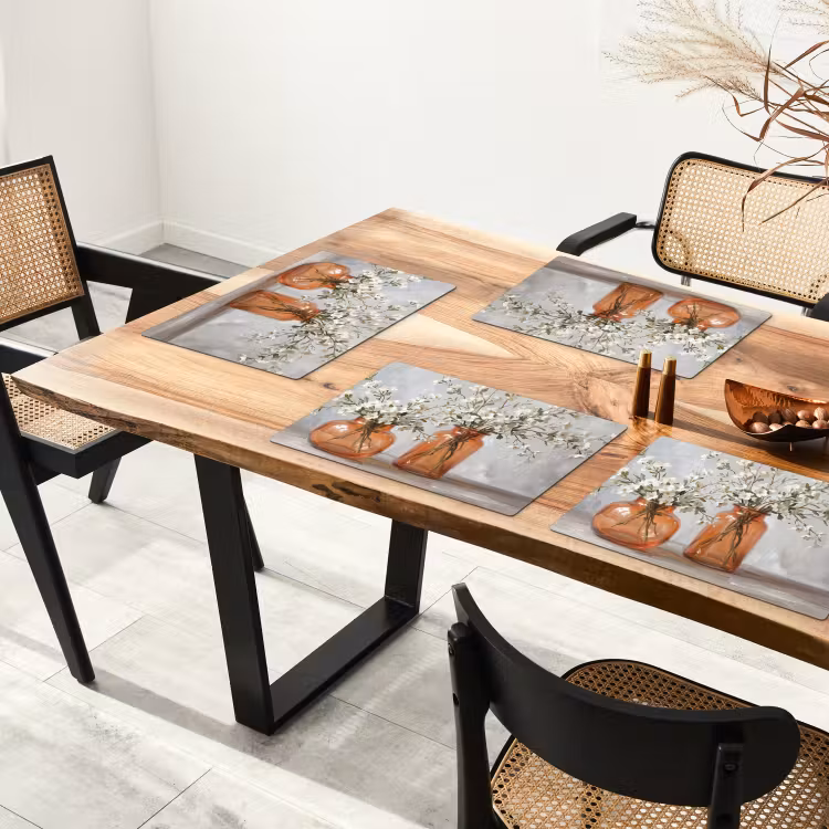 Tischset - 6 Stück - Vasen - Blumen - Orange - 6 Stück — 4