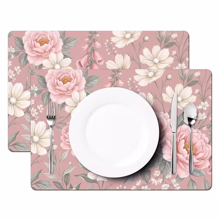 Tischset - 6 Stück - Pfingstrosen - Fingerhut - Rosa - 6 Stück — 2