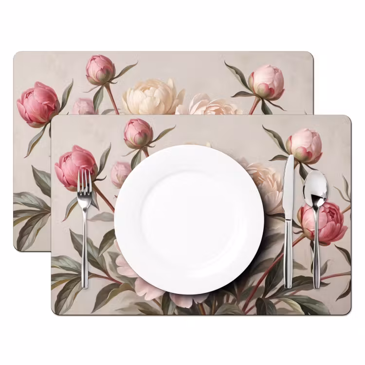 Tischset - 6 Stück - Pfingstrosen - Strauß - Rosa - 6 Stück — 2