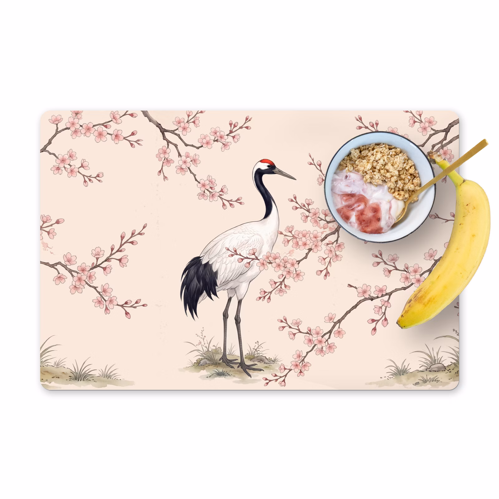 Tischset - 6 Stück - Asiatisch - Kranich - Beige - 6 Stück — 1