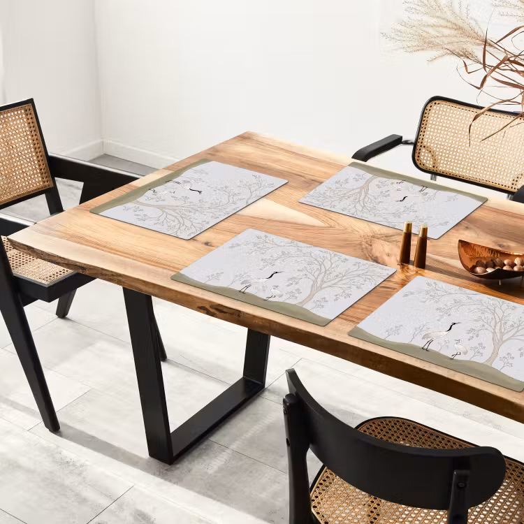 Tischset - 6 Stück - Minimalistisch - Kraniche - Blau - 6 Stück — 4
