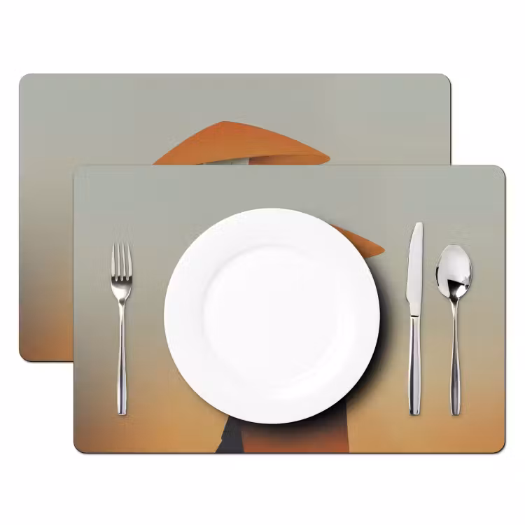 Tischset - 6 Stück - Minimalistisch - Scherenschnitt - Orange - 6 Stück — 2