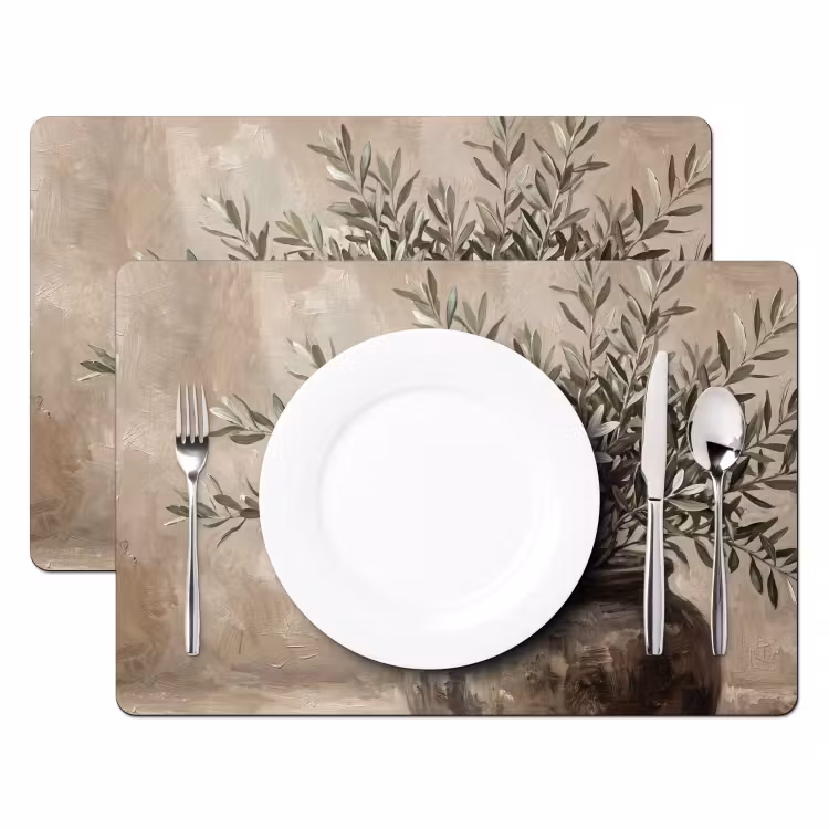Tischset - 6 Stück - Olivenpflanze - Tontopf - Abstrakt - Beige - 6 Stück — 2