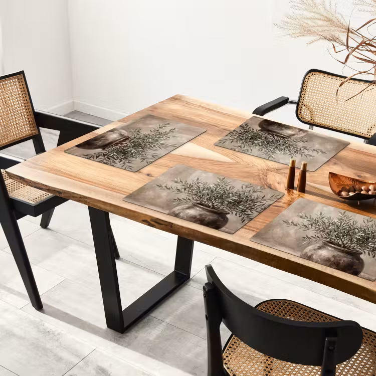 Tischset - 6 Stück - Olivenpflanze - Tontopf - Abstrakt - Beige - 6 Stück — 4