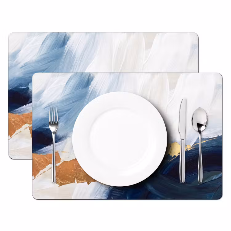 Tischset - 6 Stück - Abstrakt - Acryl - Blau - Gold - Elegant - 6 Stück — 2