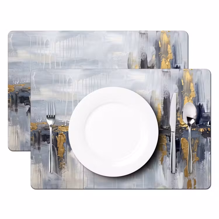 Tischset - 6 Stück - Abstrakt - Textur - Gold - Grau - Modern - 6 Stück — 2