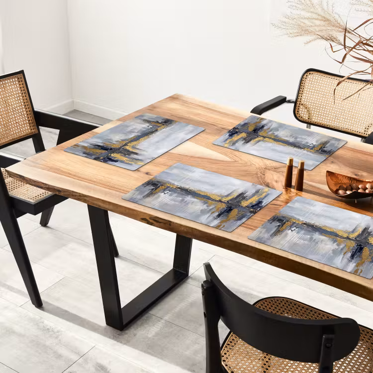 Tischset - 6 Stück - Abstrakt - Textur - Gold - Grau - Modern - 6 Stück — 4