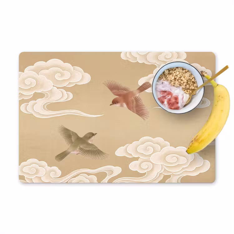 Tischset - 6 Stück - Vögel - Fliegen - Beige - 6 Stück — 1