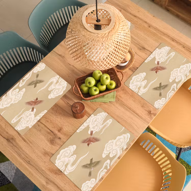 Tischset - 6 Stück - Vögel - Fliegen - Beige - 6 Stück — 3