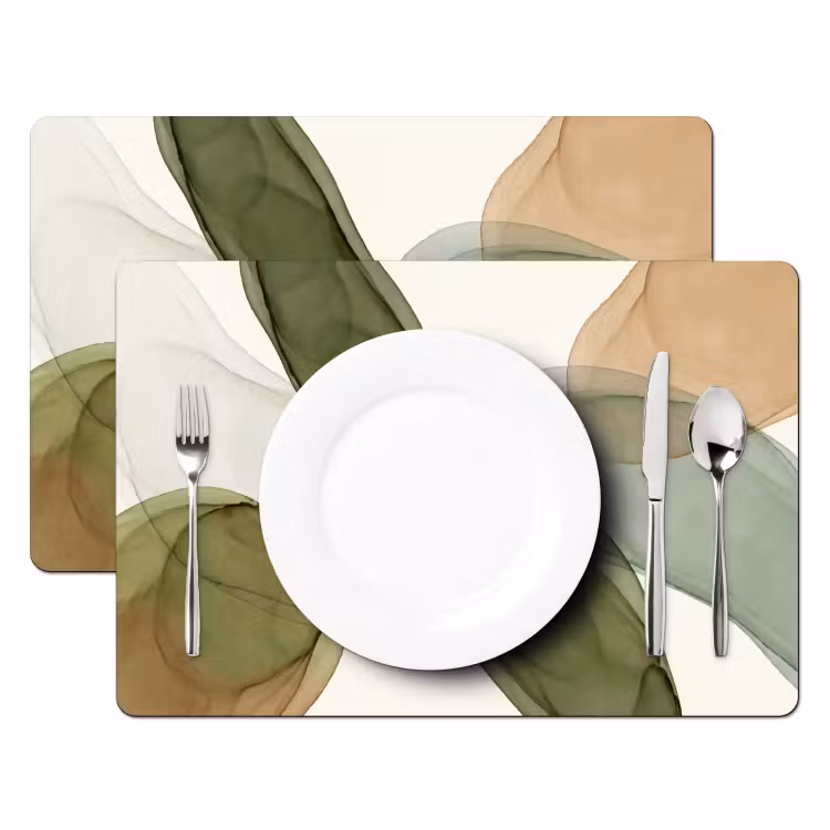 Tischset - 6 Stück - Abstrakt - Formen - Modern - Kunst - Grün - Braun - 6 Stück — 2