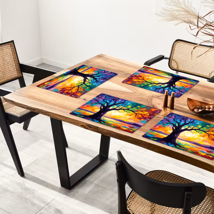 Tischset - 6 Stück - Baum - Landschaft - Natur - Abstrakt - Farbenfroh - 6 Stück — 4