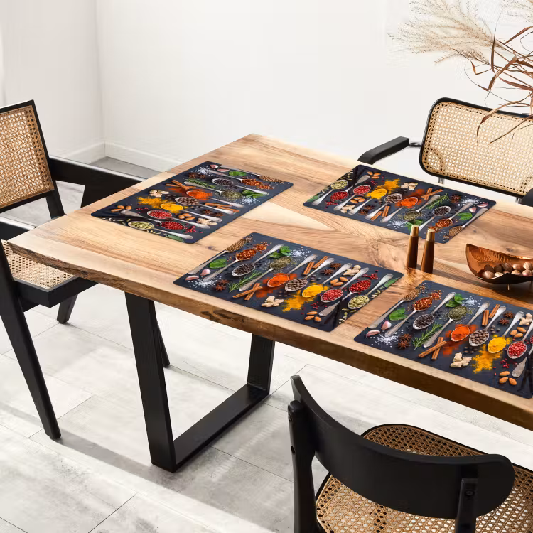Tischset - 6 Stück - Gewürze - Löffel - Kulinarisch - Farbenfroh - Stimmungsvoll - 6 Stück — 4