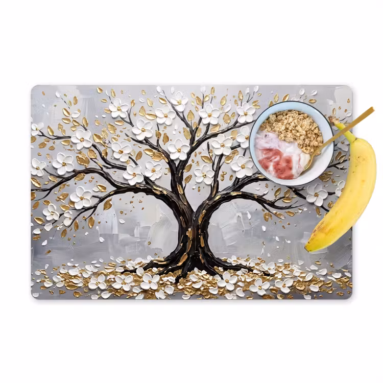 Tischset - 6 Stück - Baum - Blumen - Natur - Abstrakt - Weiß - 6 Stück — 1