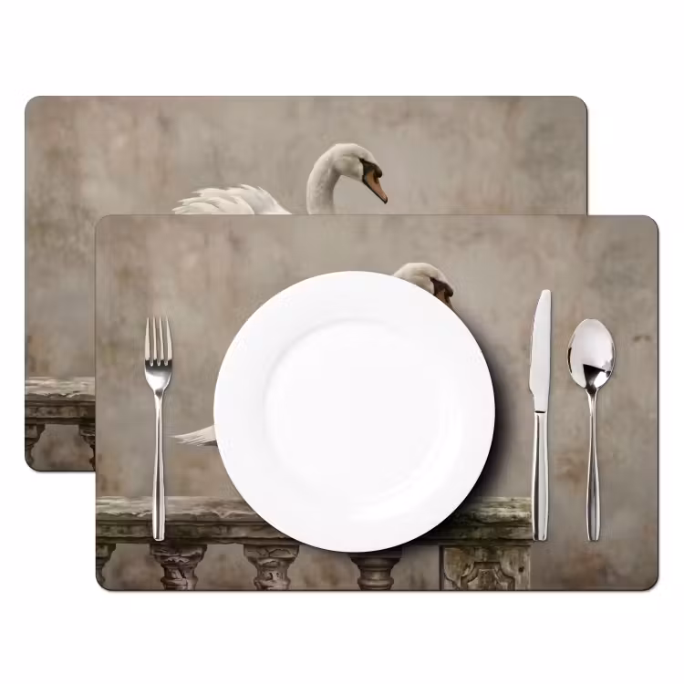 Tischset - 6 Stück - Schwan - Elegant - Tiere - Weiß - 6 Stück — 2