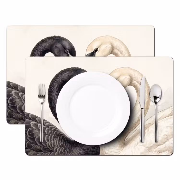Tischset - 6 Stück - Schwäne - Herzform - Tiere - 6 Stück — 2