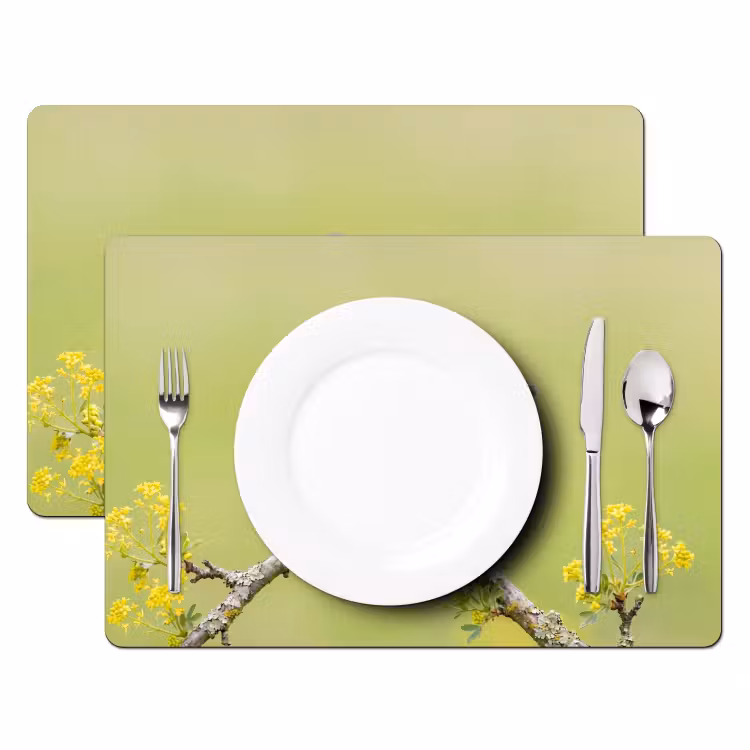 Tischset - 6 Stück - Vogel - Zweig - Natur - Farbenfroh - 6 Stück — 2